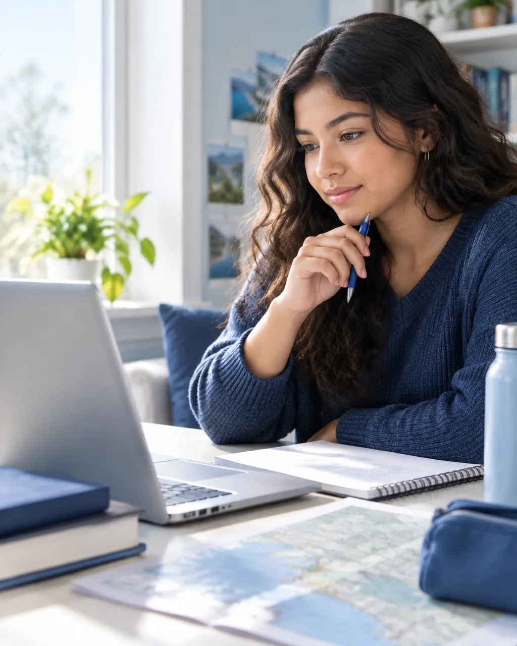 High-school learner researching college and career options