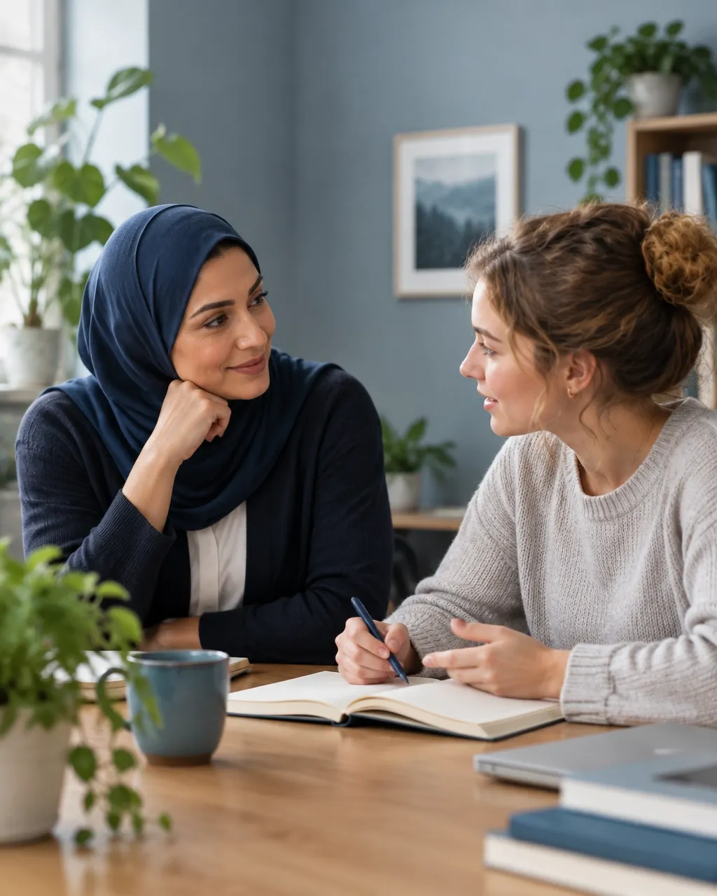 Supportive adult and learner in a natural planning conversation